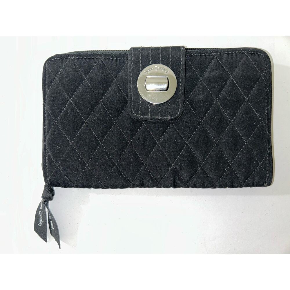 Vera Bradley RFID Turnlock Wallet Classic Microfiber Quilted Black
